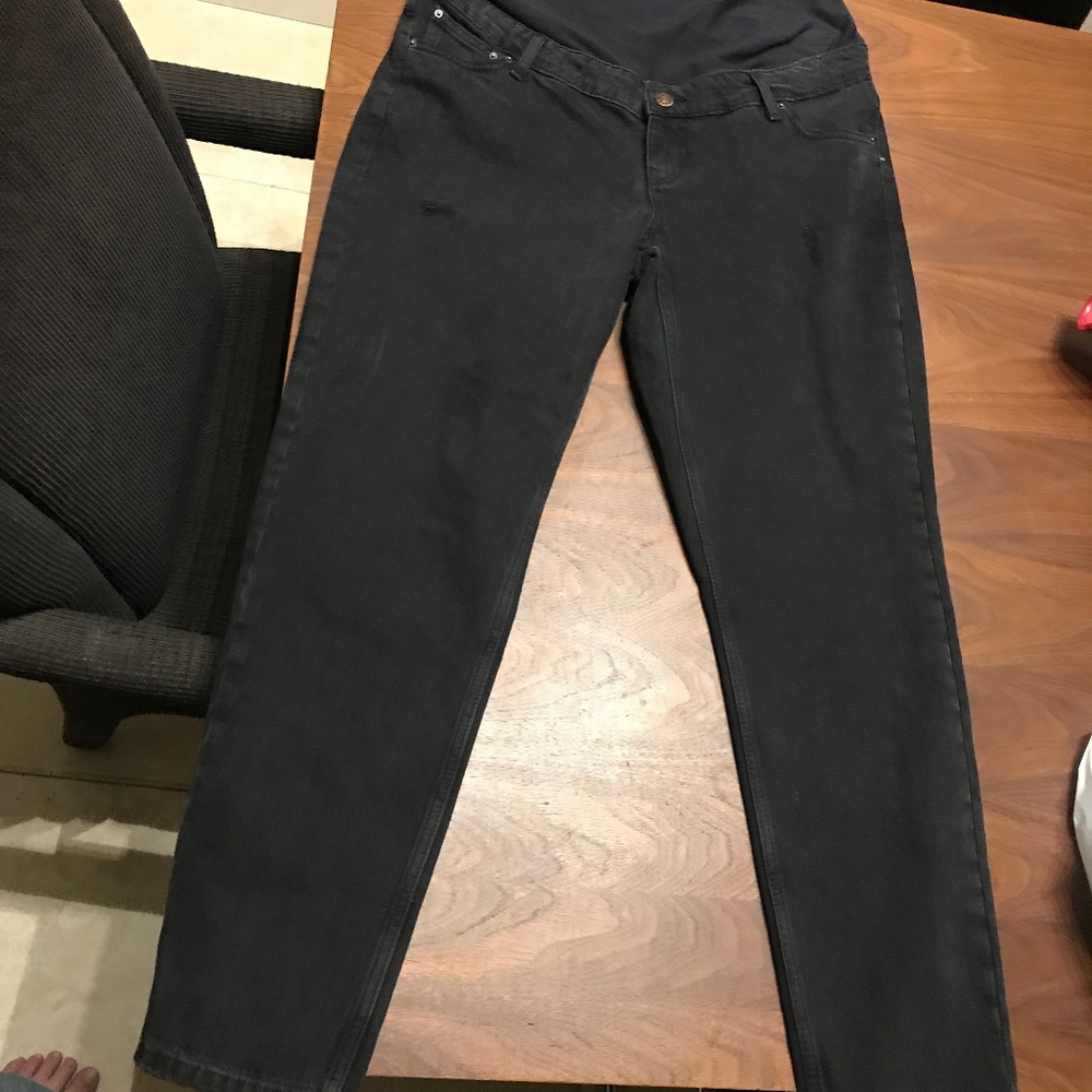 Topshop Maternity Mom MOTO Jeans Black Distressed